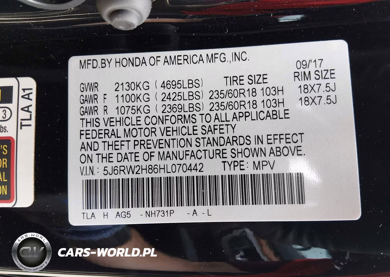 2017 Honda Cr-V Ex-L-Ex-L Navi VIN:5J6RW2H86HL070442 - 9