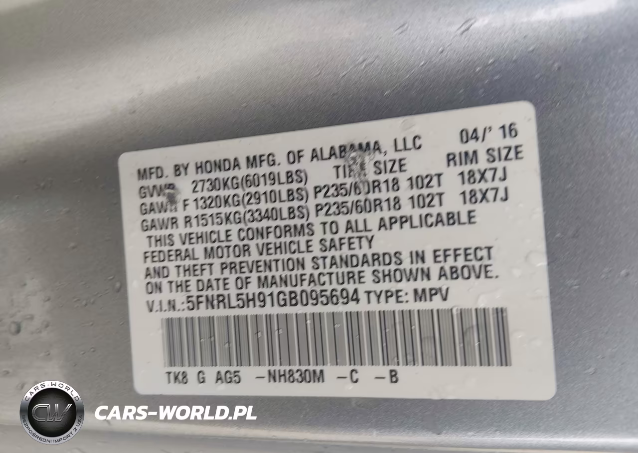 2016 Honda Odyssey Touring-Touring Elite VIN:5FNRL5H91GB095694 - 9