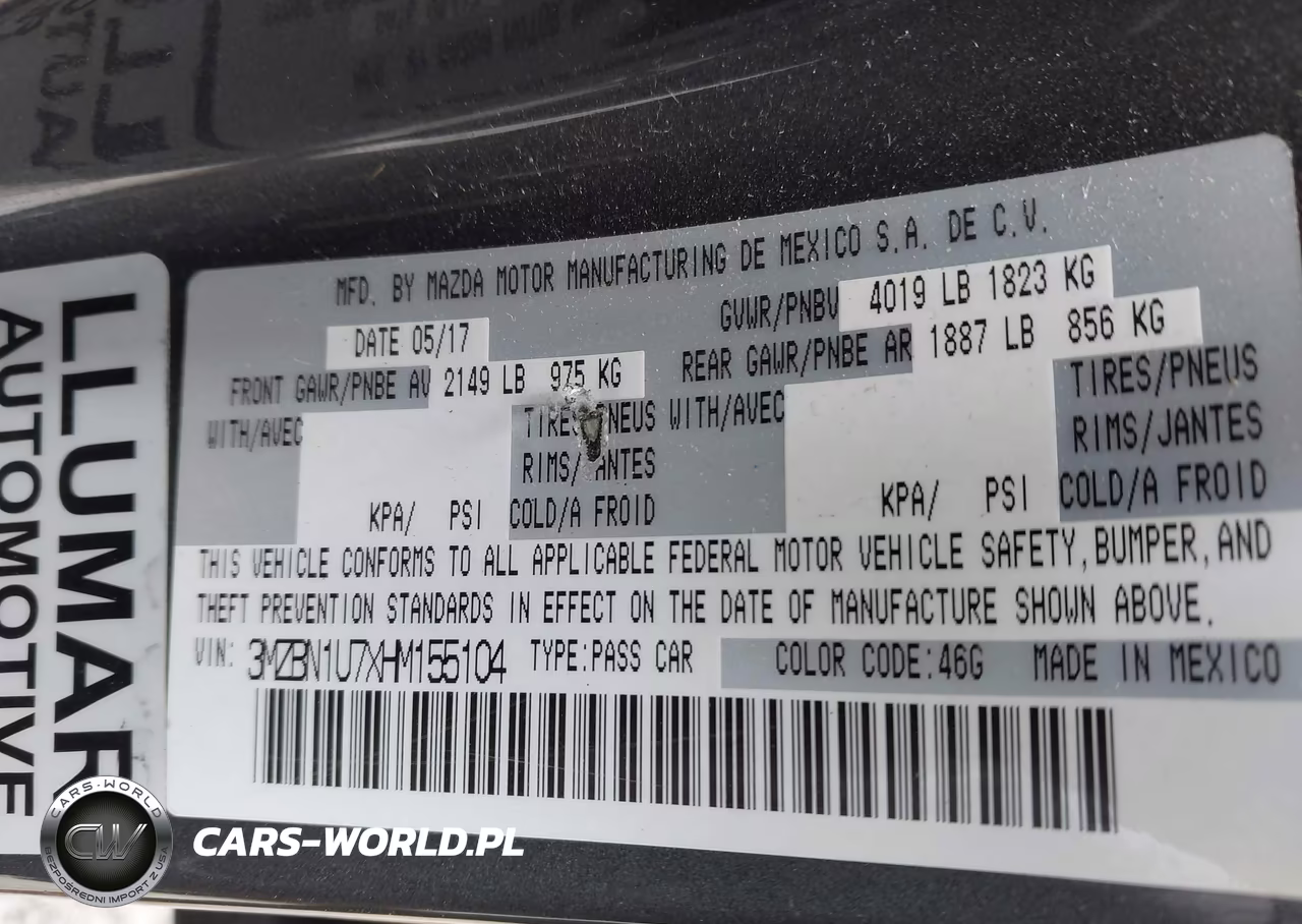 MAZDA 3 SPORT VIN:3MZBN1U7XHM155104 - 9