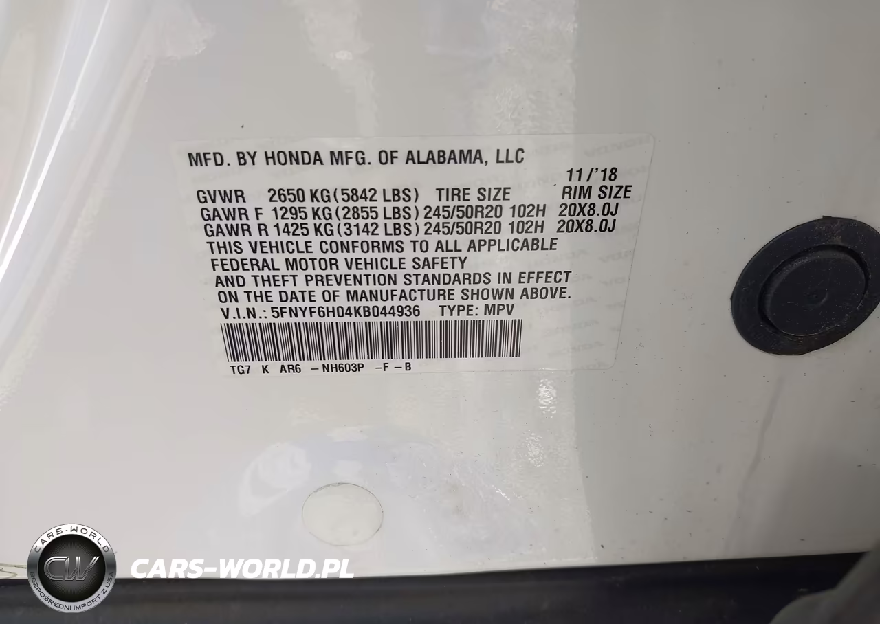 2019 Honda Pilot Elite VIN:5FNYF6H04KB044936 - 9