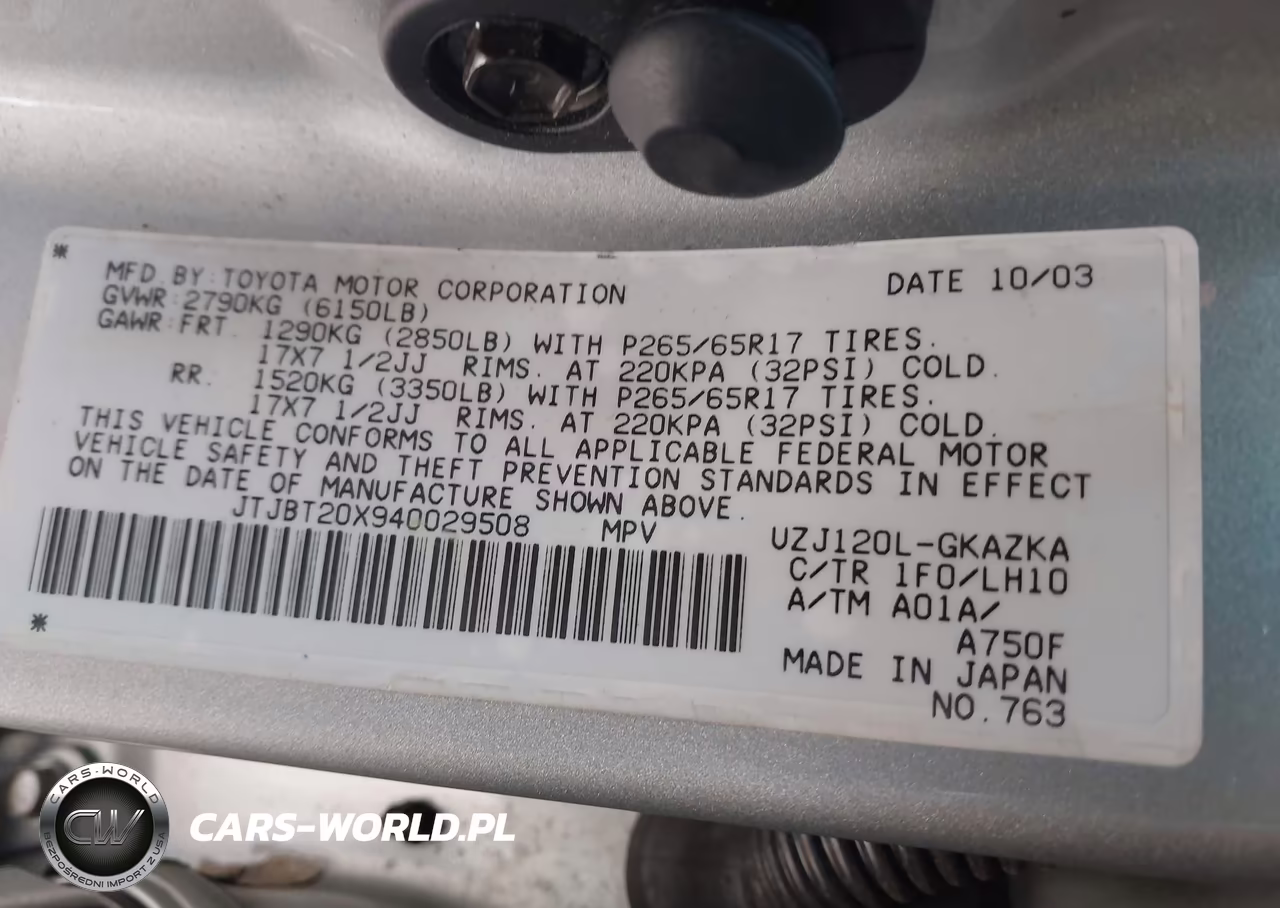 2004 Lexus Gx 470 VIN:JTJBT20X940029508 - 9
