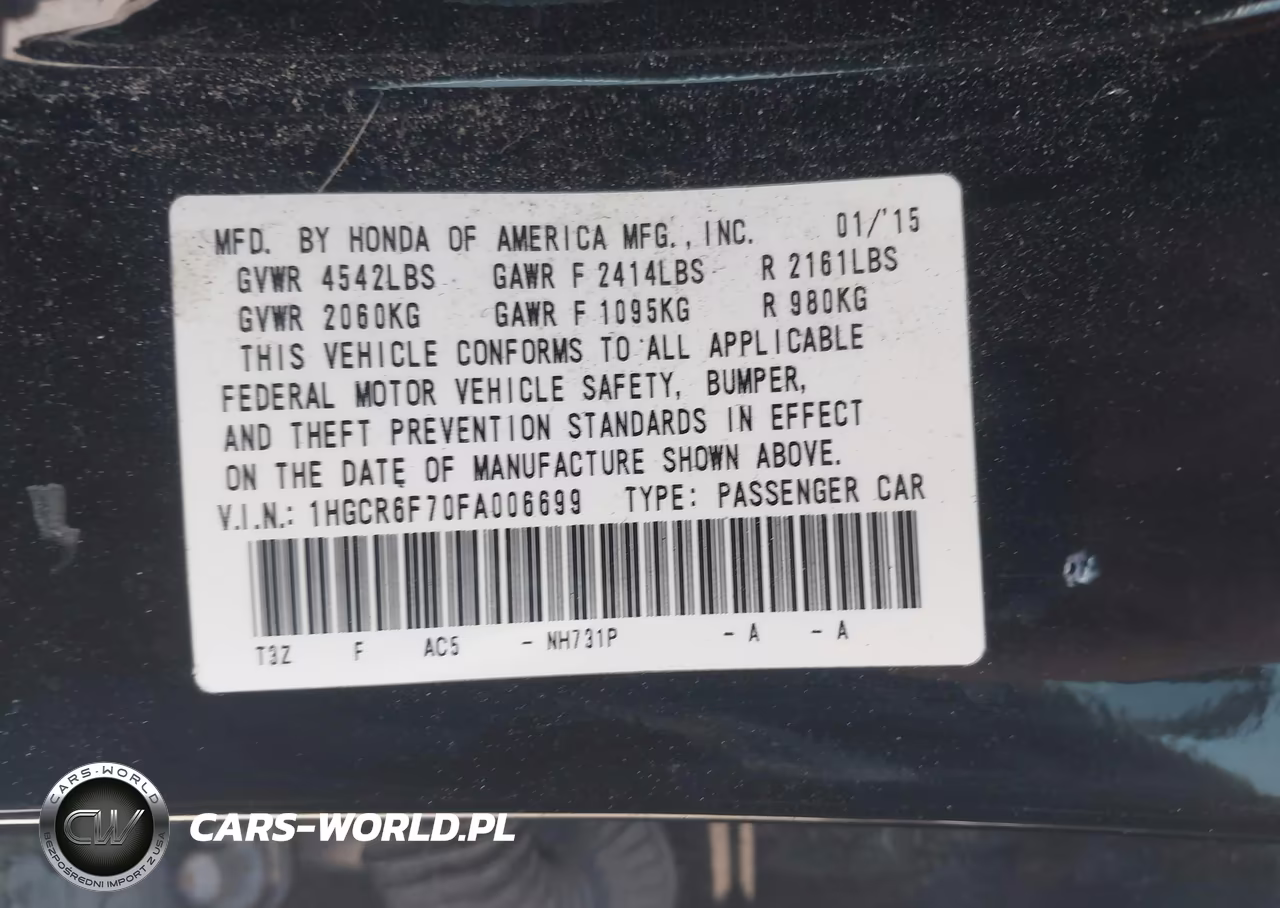 2015 Honda Accord Hybrid Touring VIN:1HGCR6F70FA006699 - 9