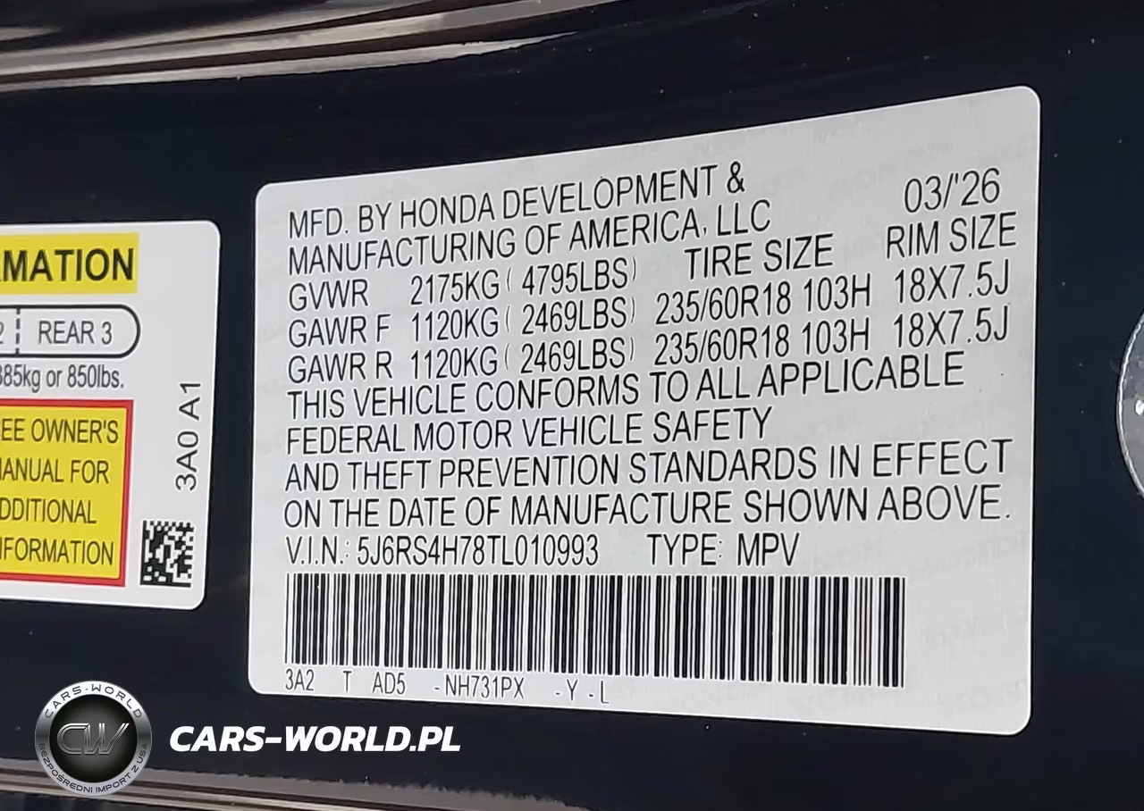2026 Honda Cr-V Ex-L Awd VIN:5J6RS4H78TL010993 - 9