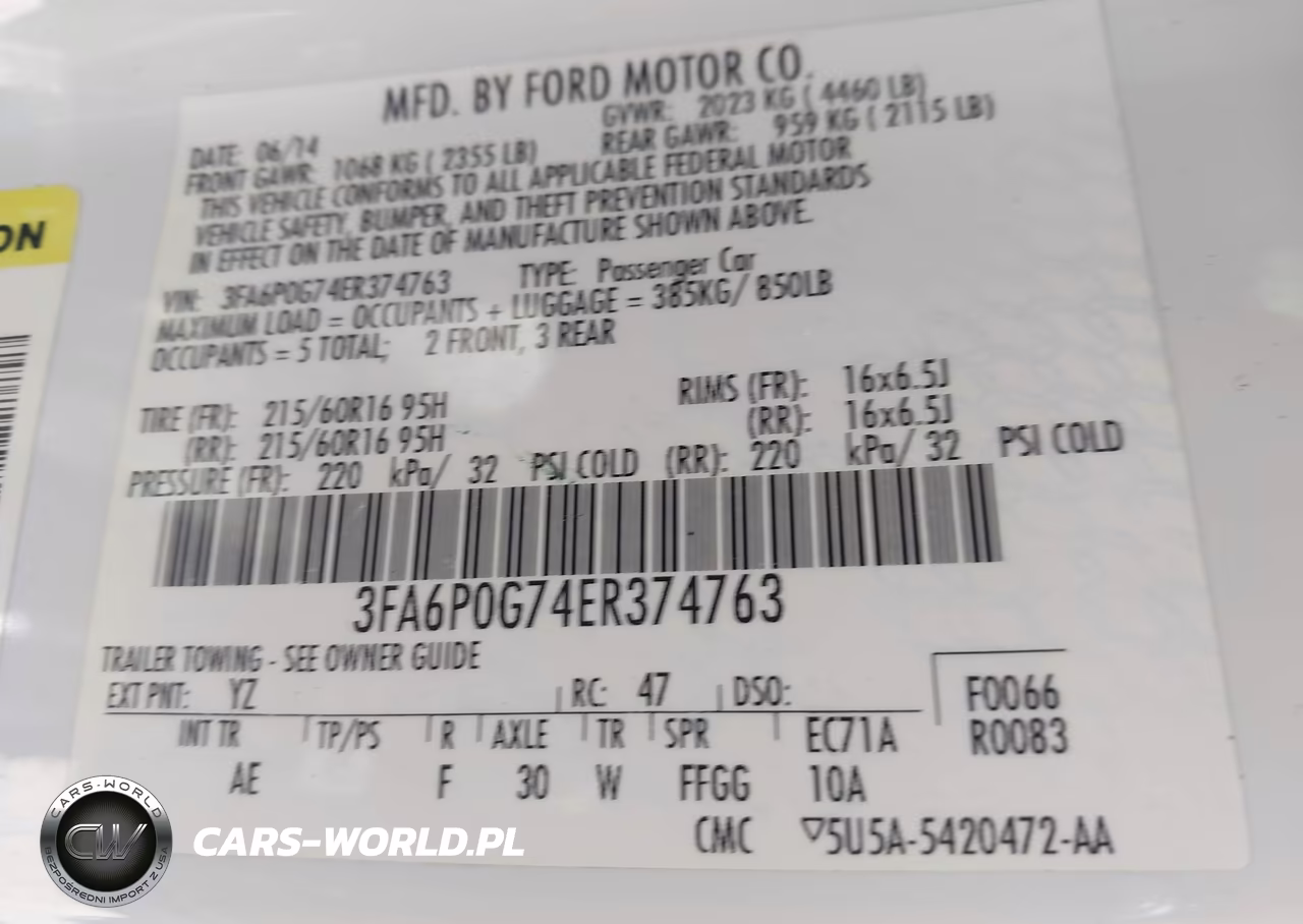 2014 Ford Fusion S VIN:3FA6P0G74ER374763 - 9