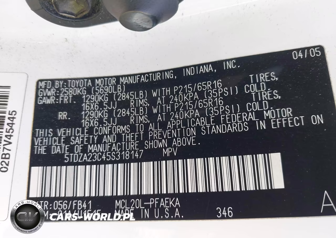 2005 Toyota Sienna Le VIN:5TDZA23C45S318147 - 9