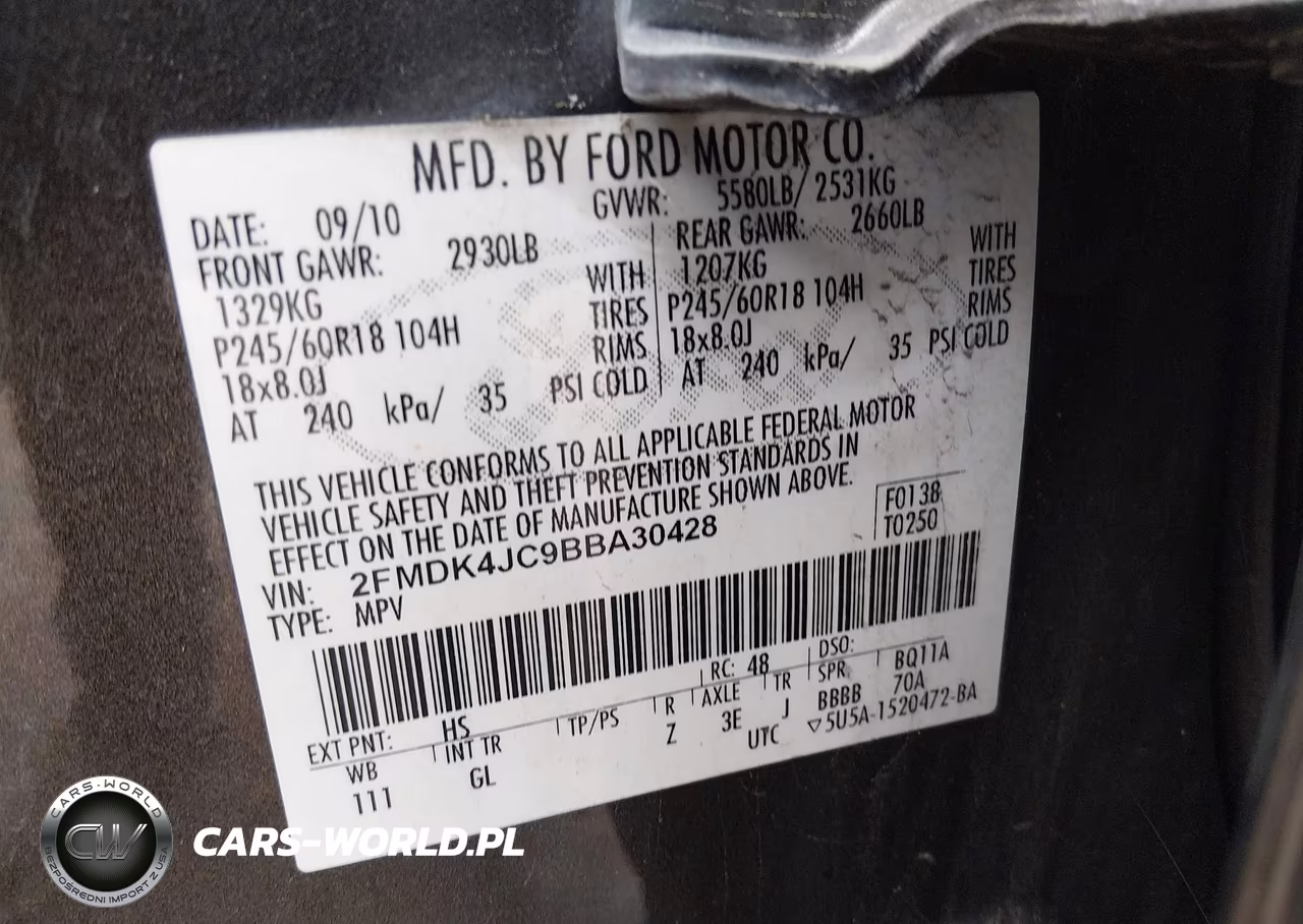 2011 Ford Edge Sel VIN:2FMDK4JC9BBA30428 - 9