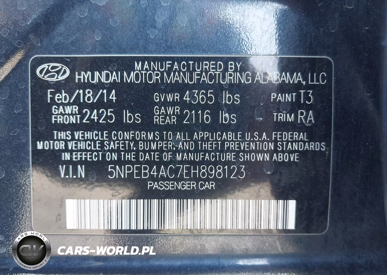 2014 Hyundai Sonata Gls VIN:5NPEB4AC7EH898123 - 9