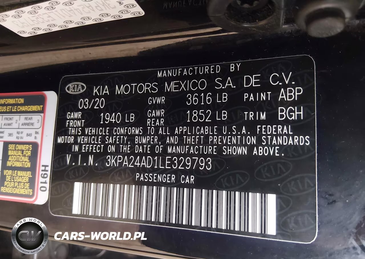 2020 Kia Rio S VIN:3KPA24AD1LE329793 - 9
