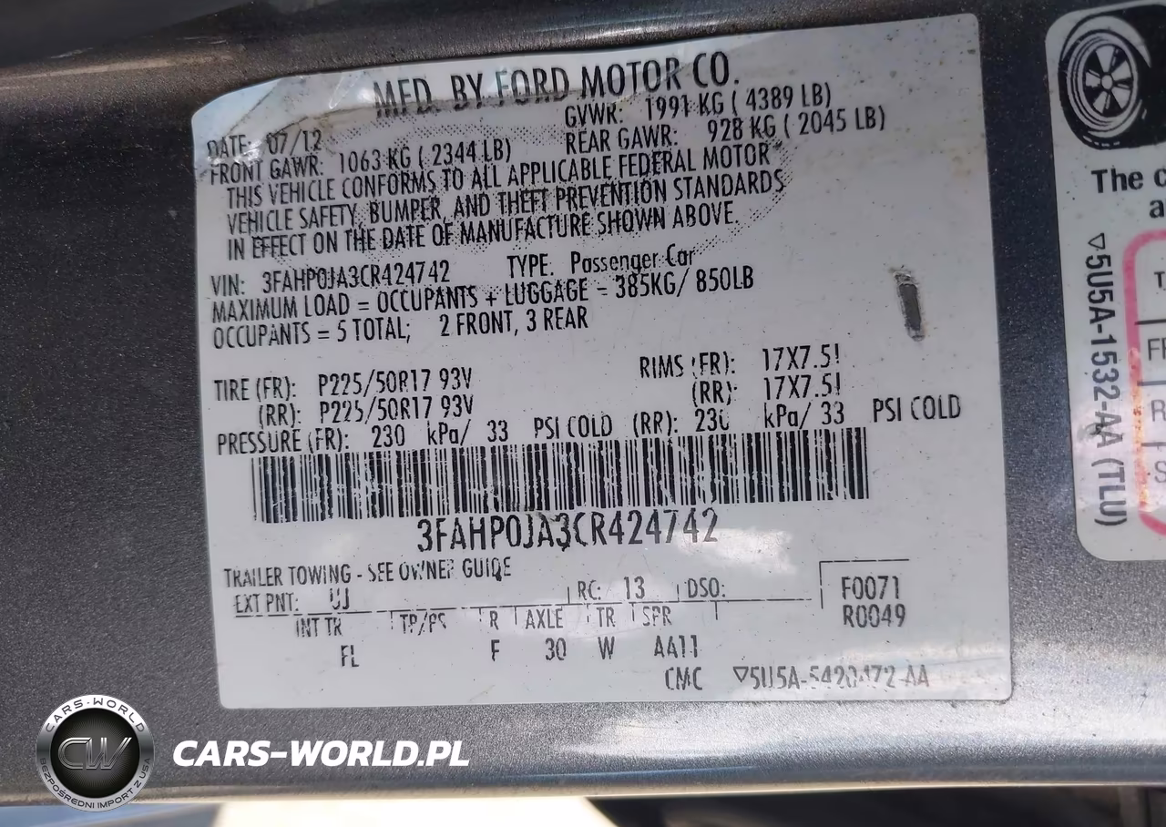 2012 Ford Fusion Sel VIN:3FAHP0JA3CR424742 - 9