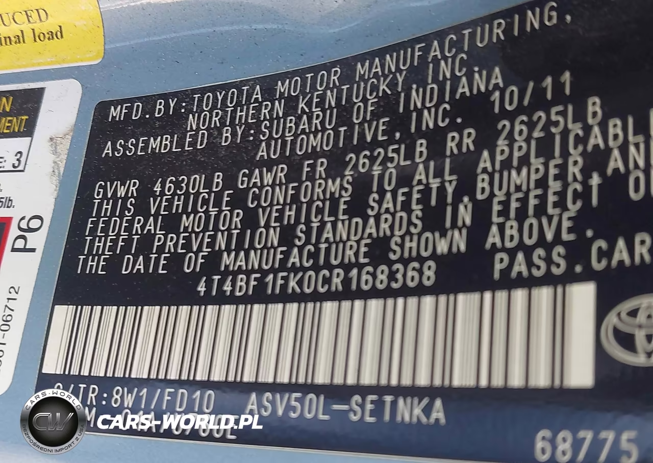 2012 Toyota Camry Le VIN:4T4BF1FK0CR168368 - 9