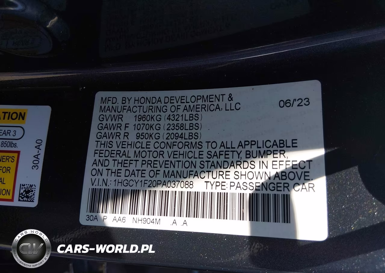 2023 Honda Accord Lx VIN:1HGCY1F20PA037088 - 9