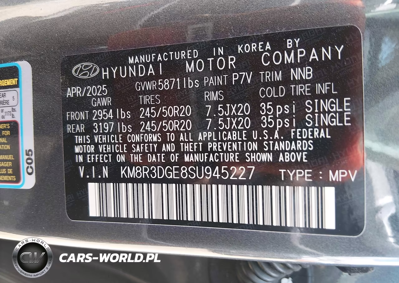2025 Hyundai Palisade Xrt VIN:KM8R3DGE8SU945227 - 9