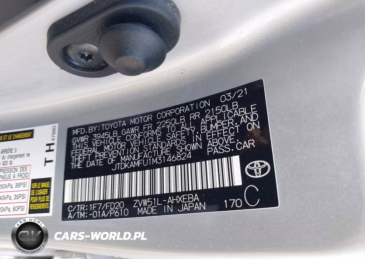 2021 Toyota Prius Le VIN:JTDKAMFU1M3146824 - 9