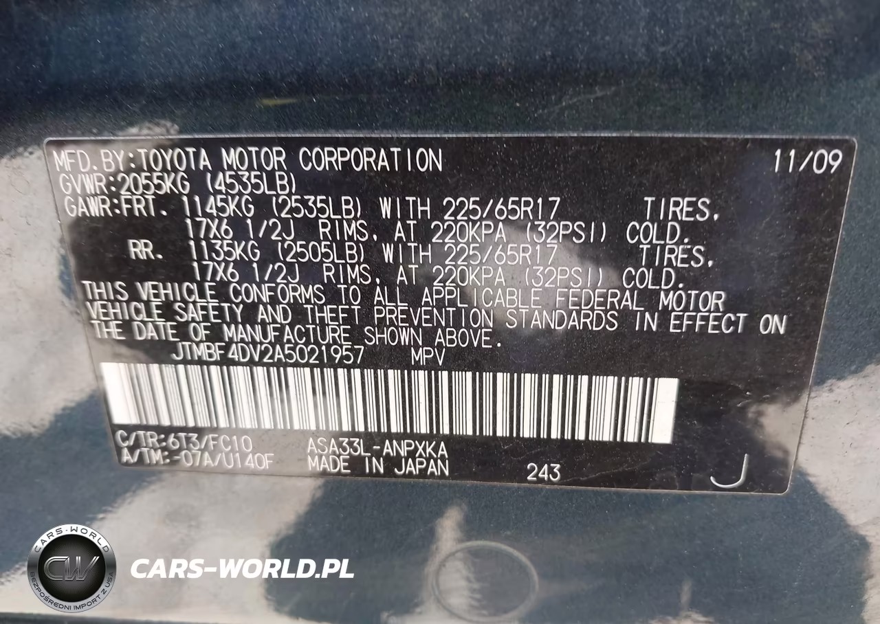 2010 Toyota Rav4 VIN:JTMBF4DV2A5021957 - 9