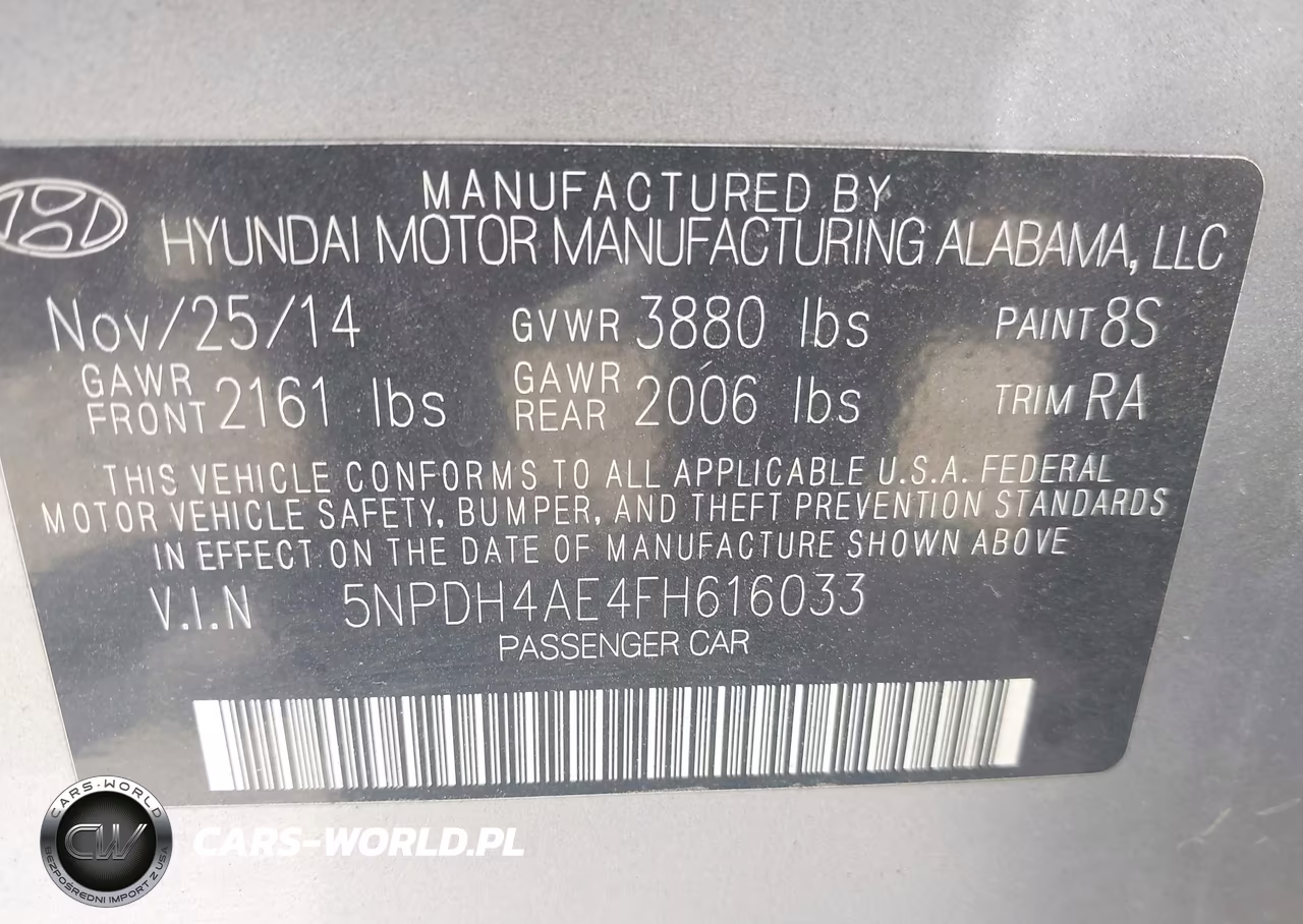 2015 Hyundai Elantra Limited VIN:5NPDH4AE4FH616033 - 9