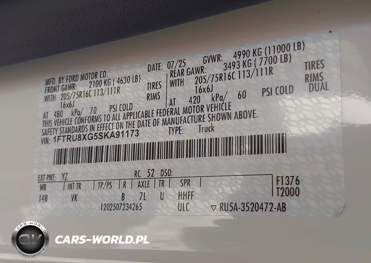 2025 Ford Transit-350 Cargo Van VIN:1FTRU8XG5SKA91173 - 8