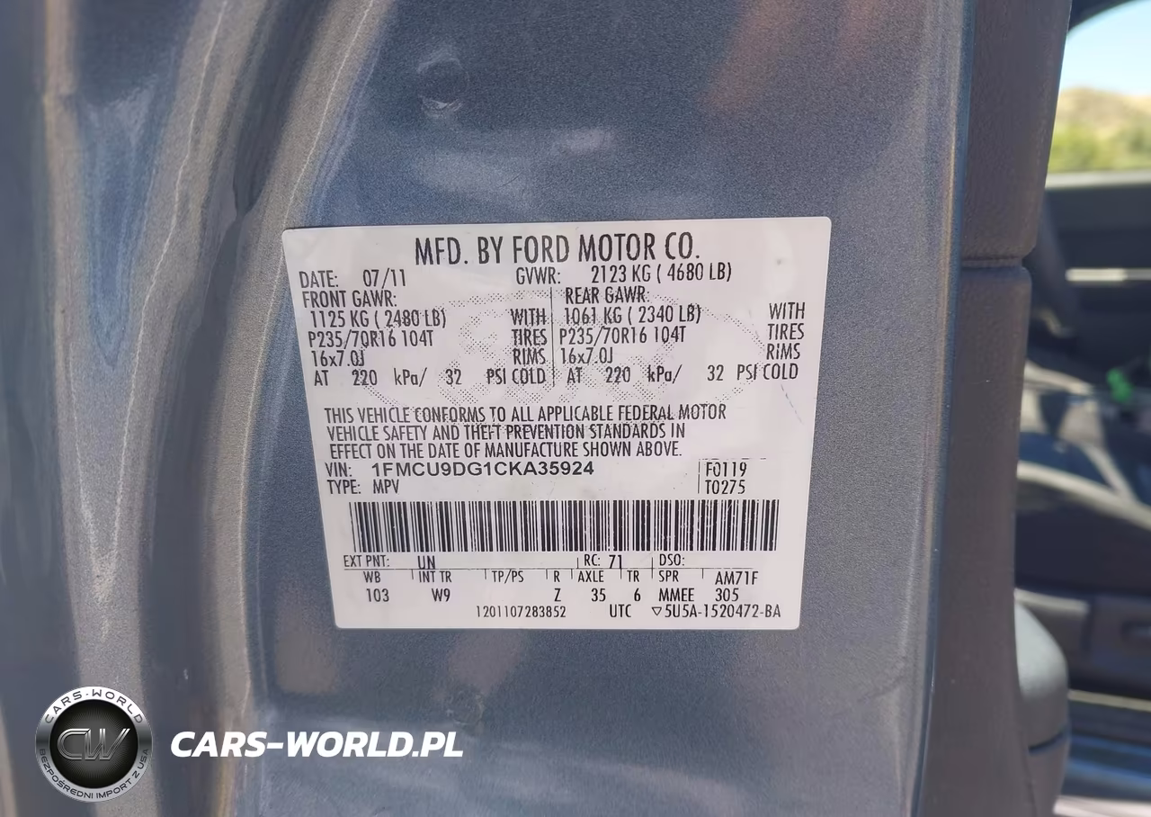 2012 Ford Escape Xlt VIN:1FMCU9DG1CKA35924 - 9