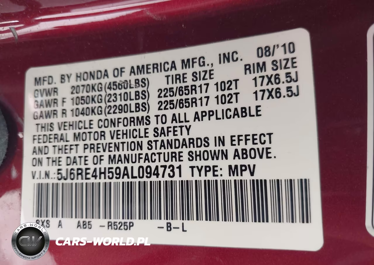 2010 Honda Cr-V Ex VIN:5J6RE4H59AL094731 - 9