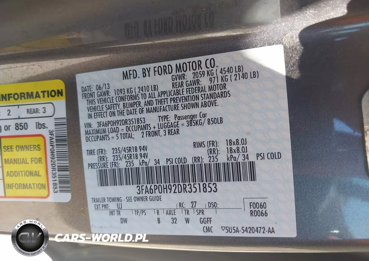 2013 Ford Fusion Se VIN:3FA6P0H92DR351853 - 9