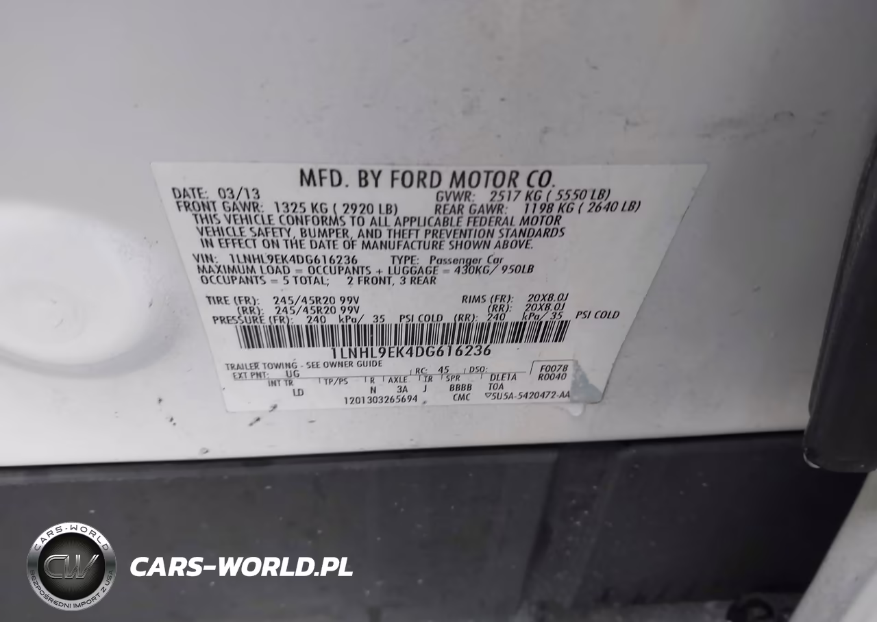 2013 Lincoln Mks VIN:1LNHL9EK4DG616236 - 9