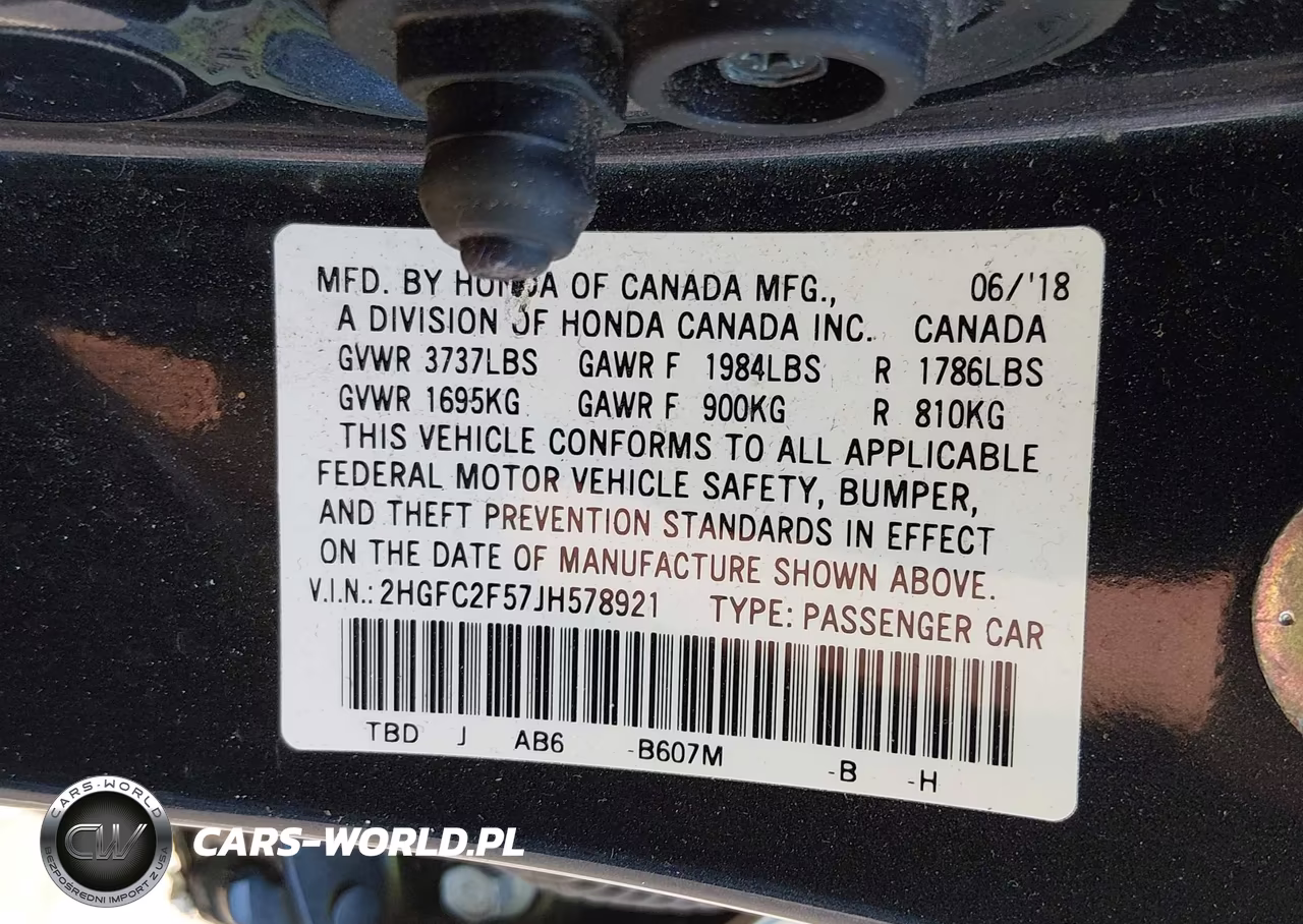 2018 Honda Civic Lx VIN:2HGFC2F57JH578921 - 9
