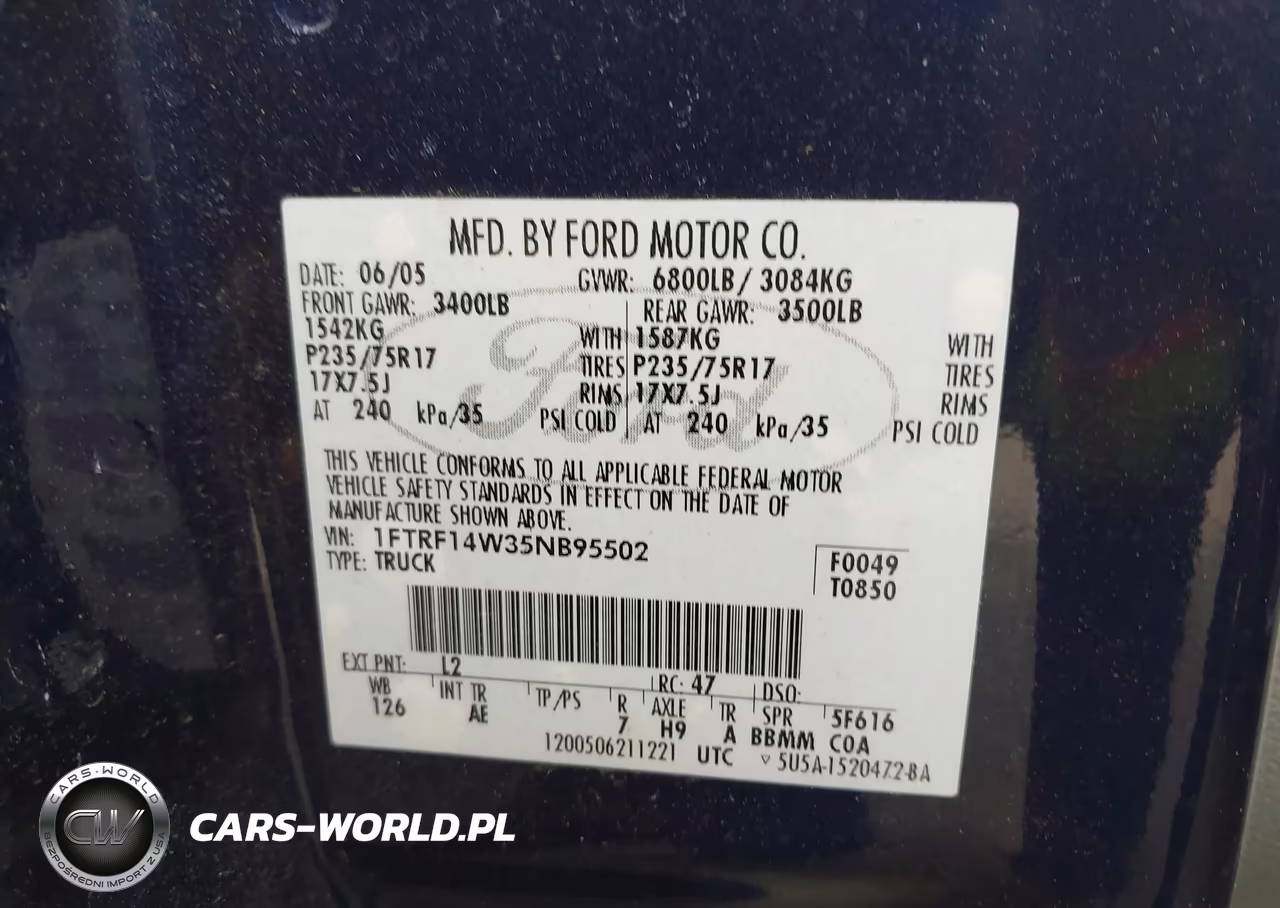 2005 Ford F-150 Stx-Xl-Xlt VIN:1FTRF14W35NB95502 - 9