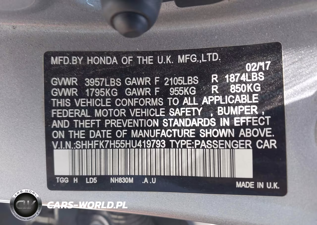 2017 Honda Civic Ex VIN:SHHFK7H55HU419793 - 9