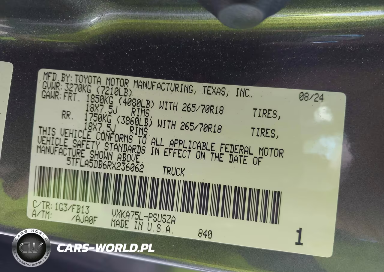 2024 Toyota Tundra Sr5 VIN:5TFLA5DB6RX236062 - 9