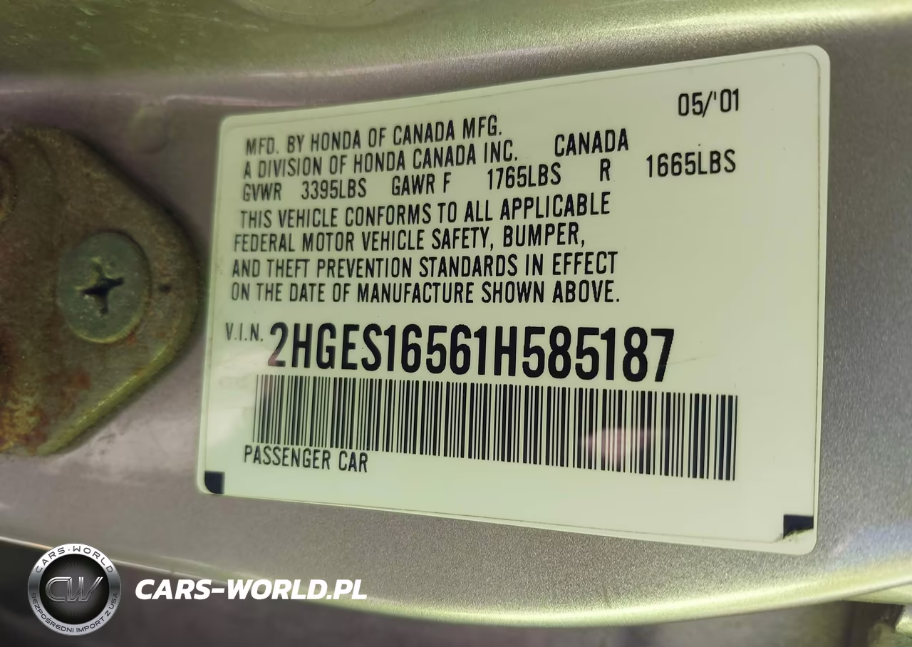 2001 Honda Civic Lx VIN:2HGES16561H585187 - 9