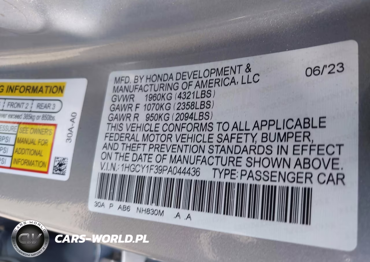 2023 Honda Accord Ex VIN:1HGCY1F39PA044436 - 9