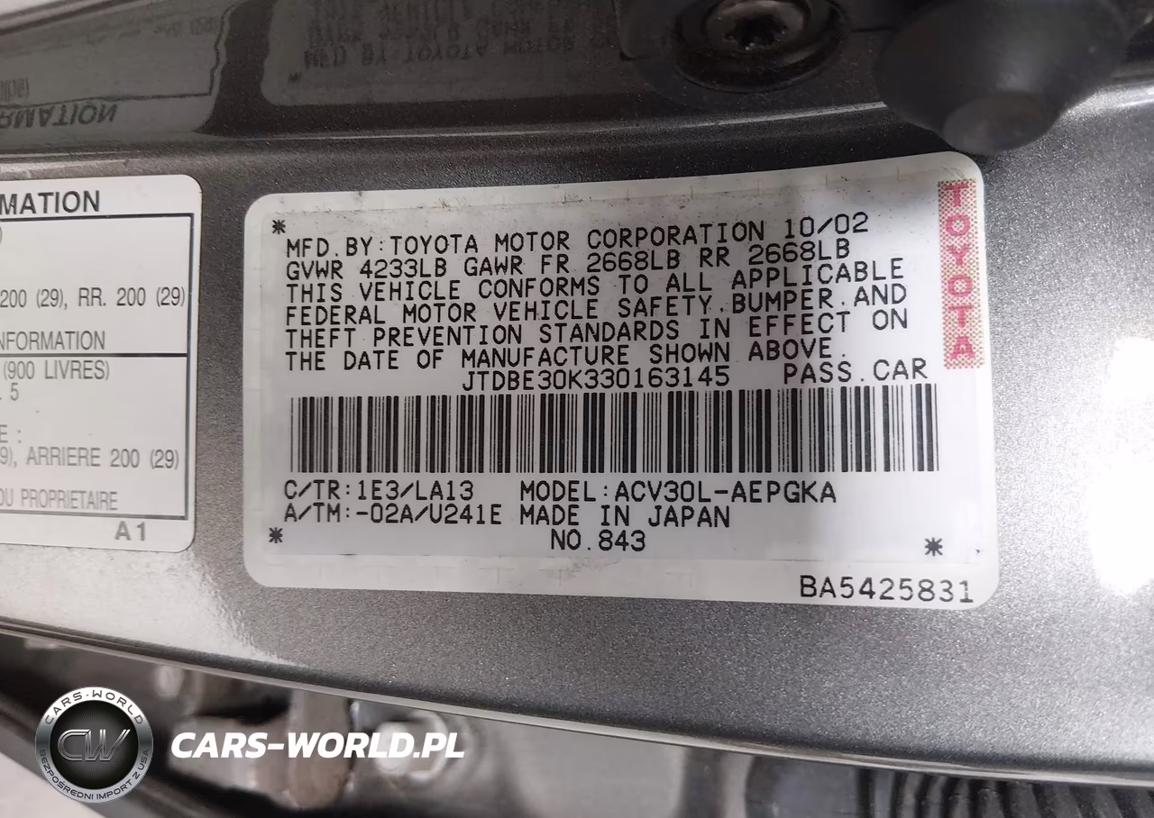 2003 Toyota Camry Xle VIN:JTDBE30K330163145 - 9