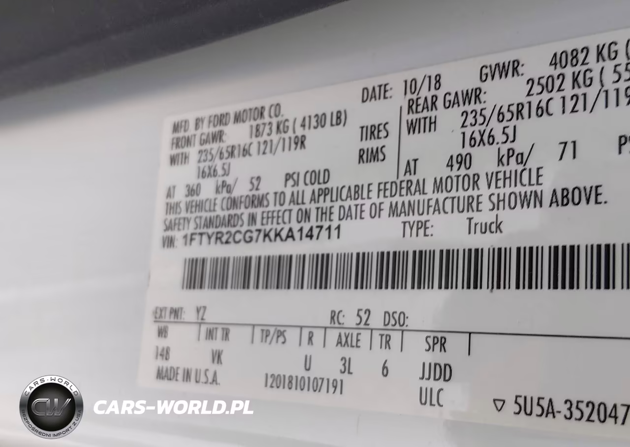 2019 Ford Transit-250 VIN:1FTYR2CG7KKA14711 - 9