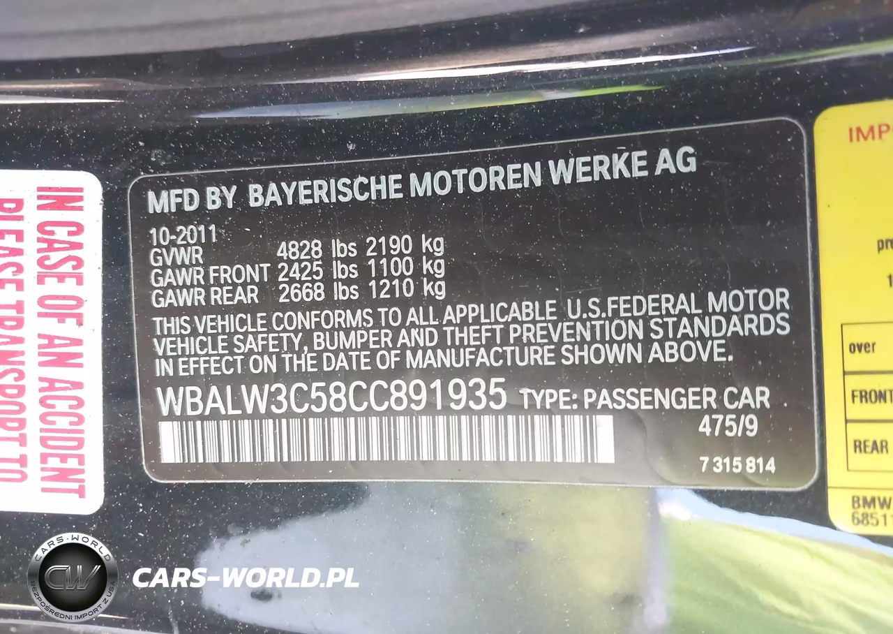 2012 BMW 640I VIN:WBALW3C58CC891935 - 9