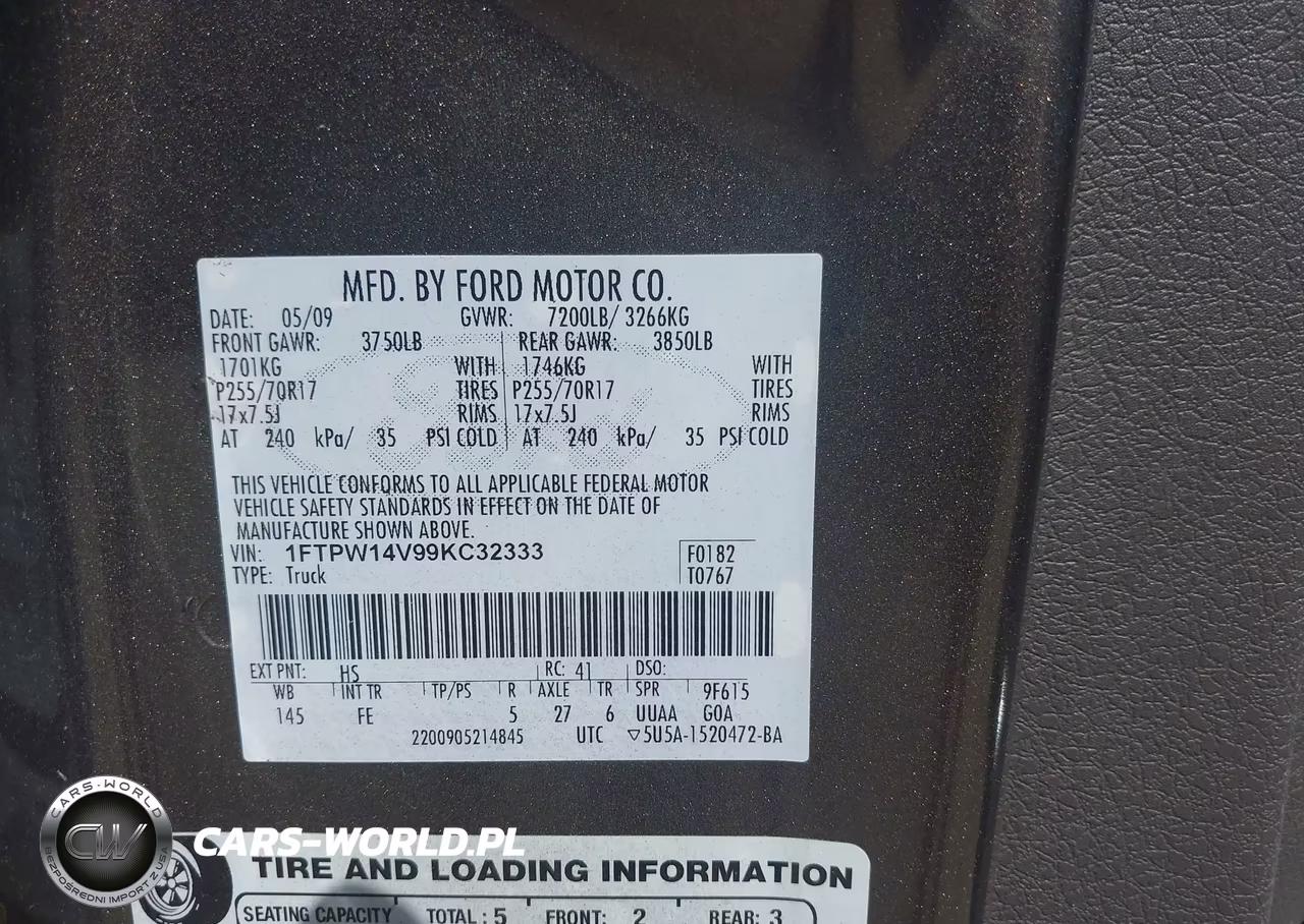 2009 Ford F-150 Fx4-King Ranch-Lariat-Platinum-Xl-Xlt VIN:1FTPW14V99KC32333 - 9
