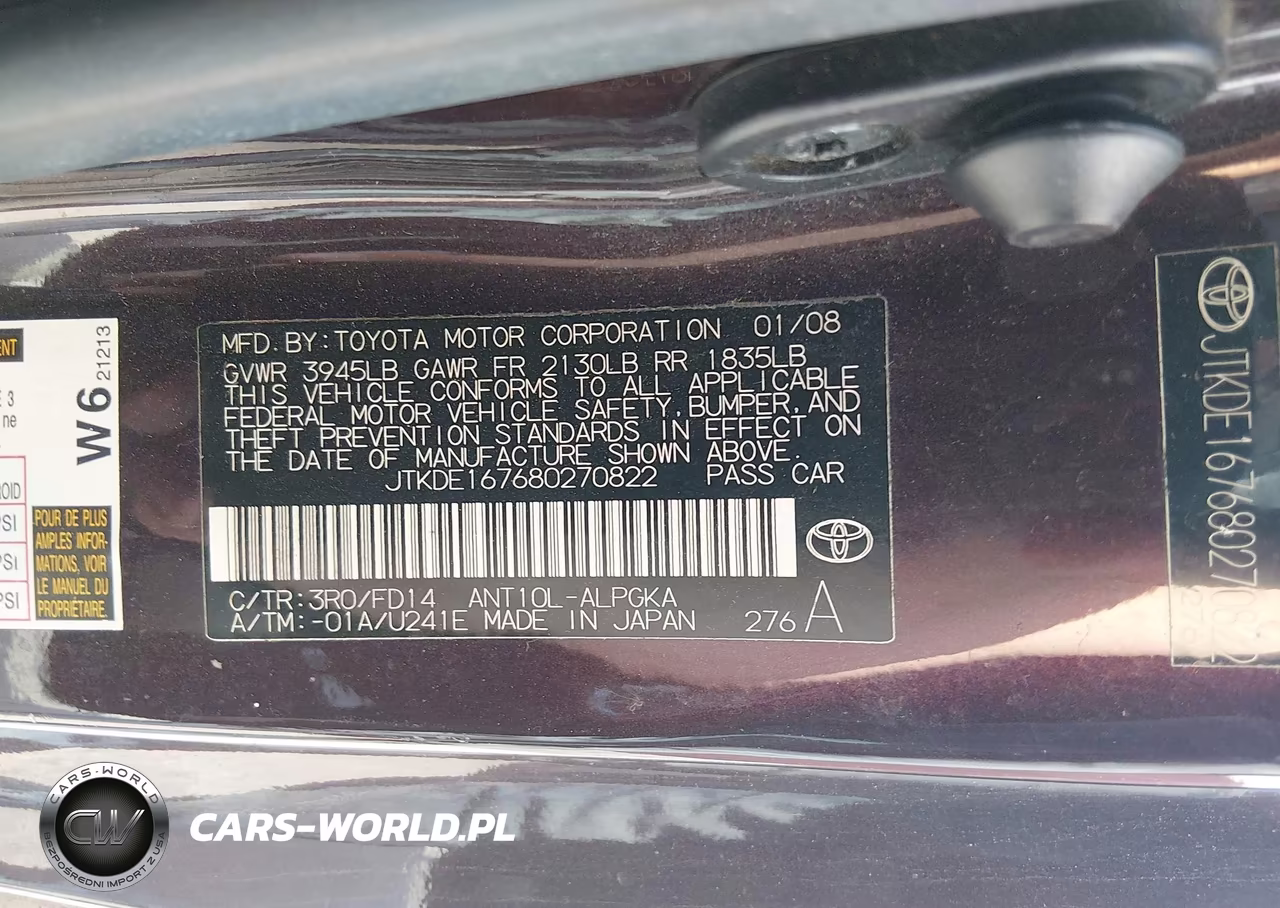 2008 Scion Tc VIN:JTKDE167680270822 - 9