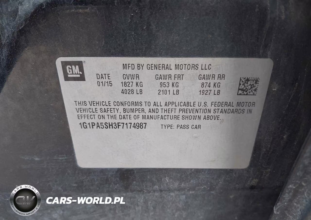 CHEVROLET CRUZE VIN:1G1PA5SH3F7174987 - 9
