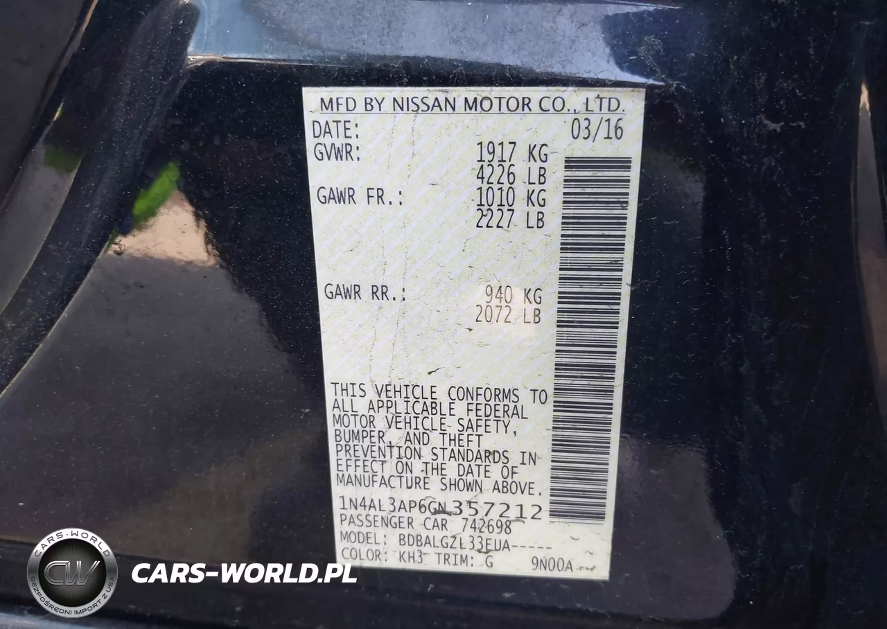 2016 Nissan Altima 2.5 S VIN:1N4AL3AP6GN357212 - 9