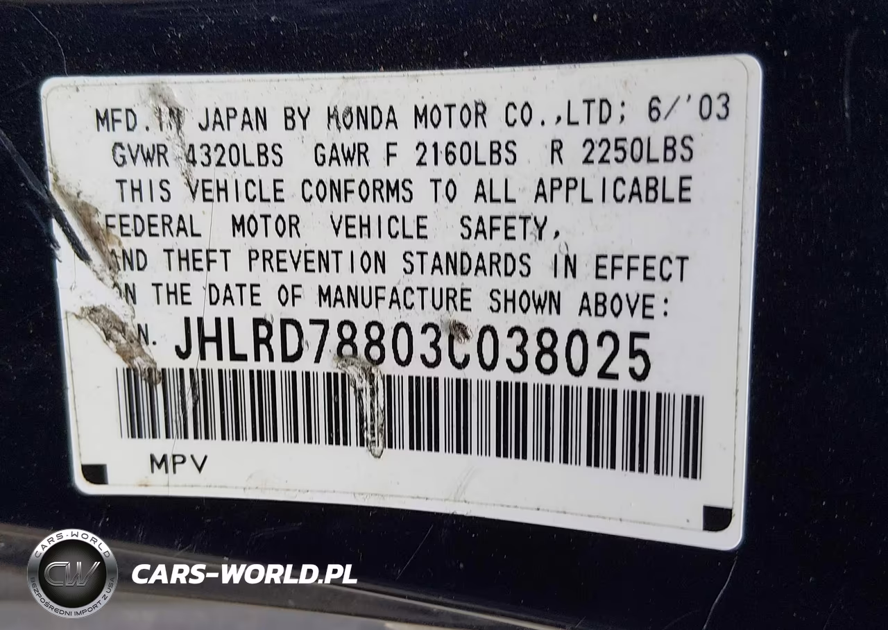 2003 Honda Cr-V Ex VIN:JHLRD78803C038025 - 9