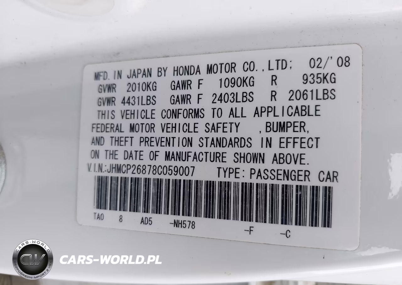 2008 Honda Accord 2.4 Ex-L VIN:JHMCP26878C059007 - 9