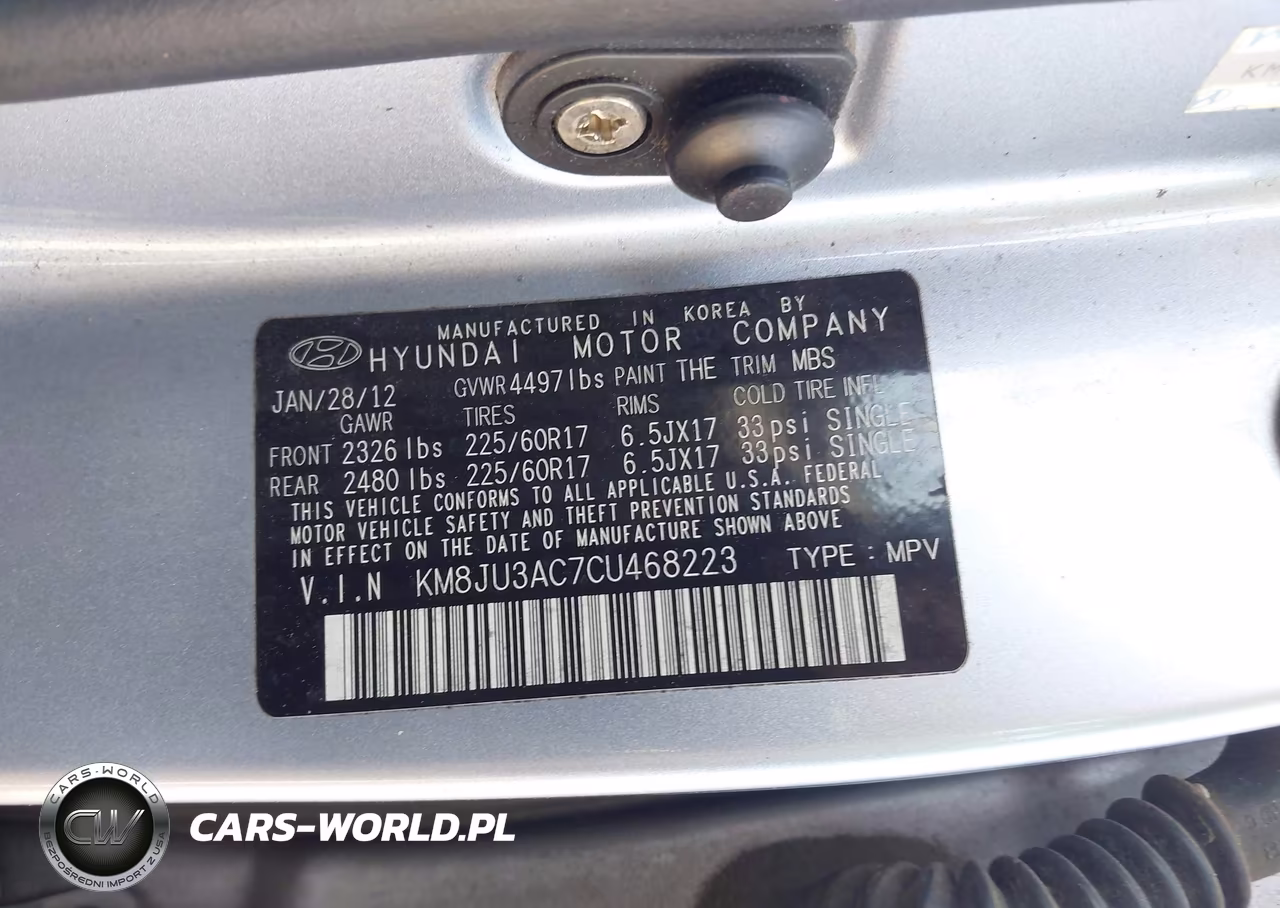 2012 Hyundai Tucson Gls VIN:KM8JU3AC7CU468223 - 9