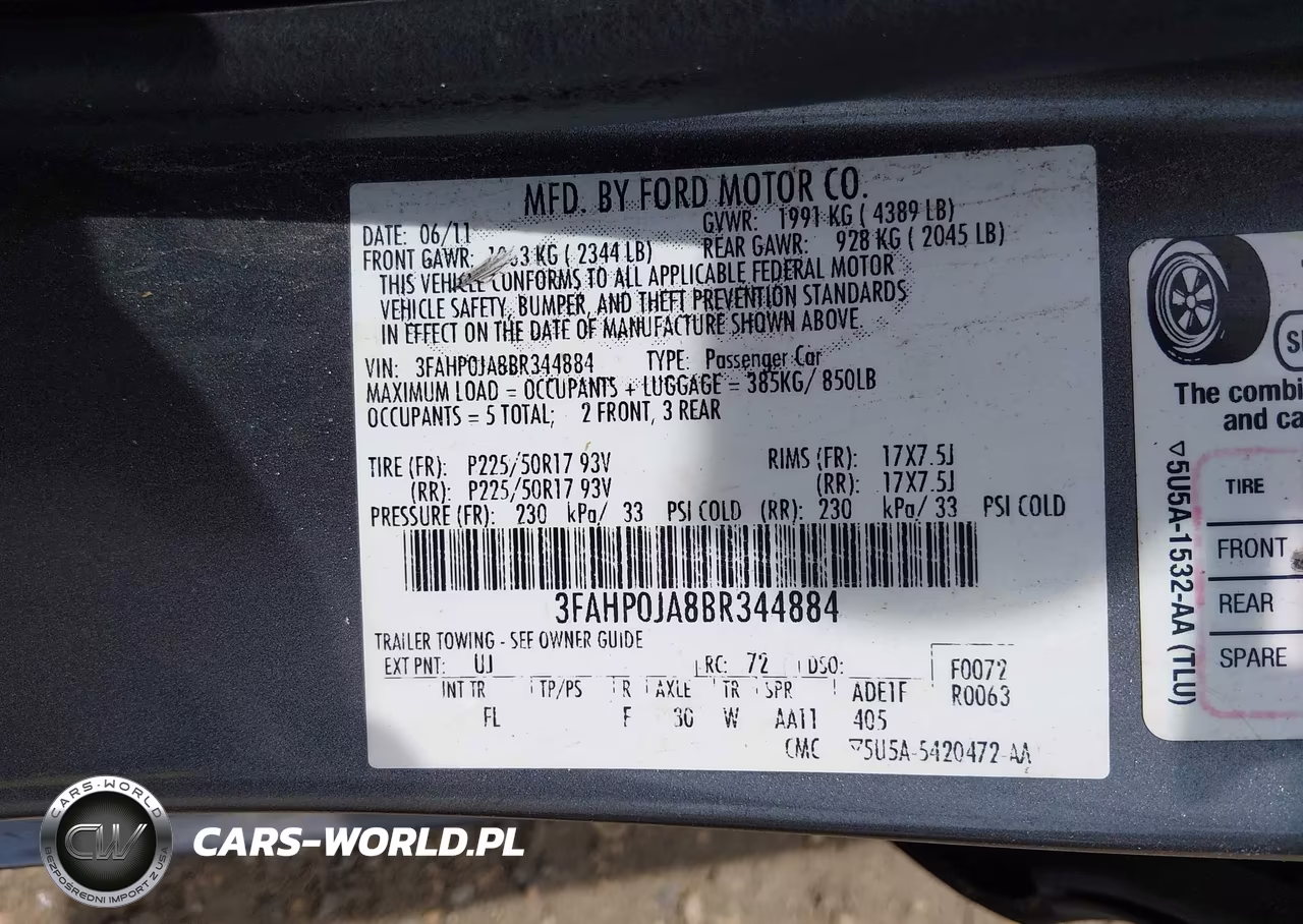 2011 Ford Fusion Sel VIN:3FAHP0JA8BR344884 - 9