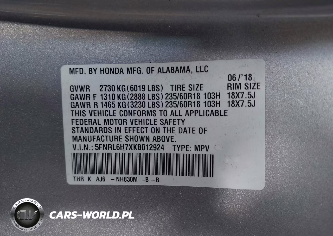 2019 Honda Odyssey Ex-L VIN:5FNRL6H7XKB012924 - 9