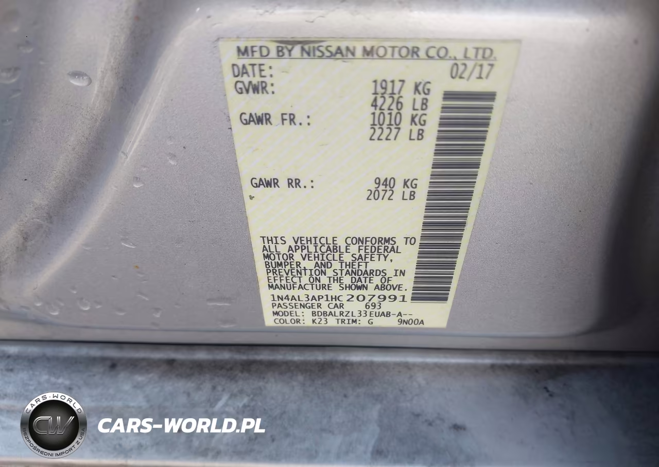 2017 Nissan Altima 2.5 Sl VIN:1N4AL3AP1HC207991 - 9