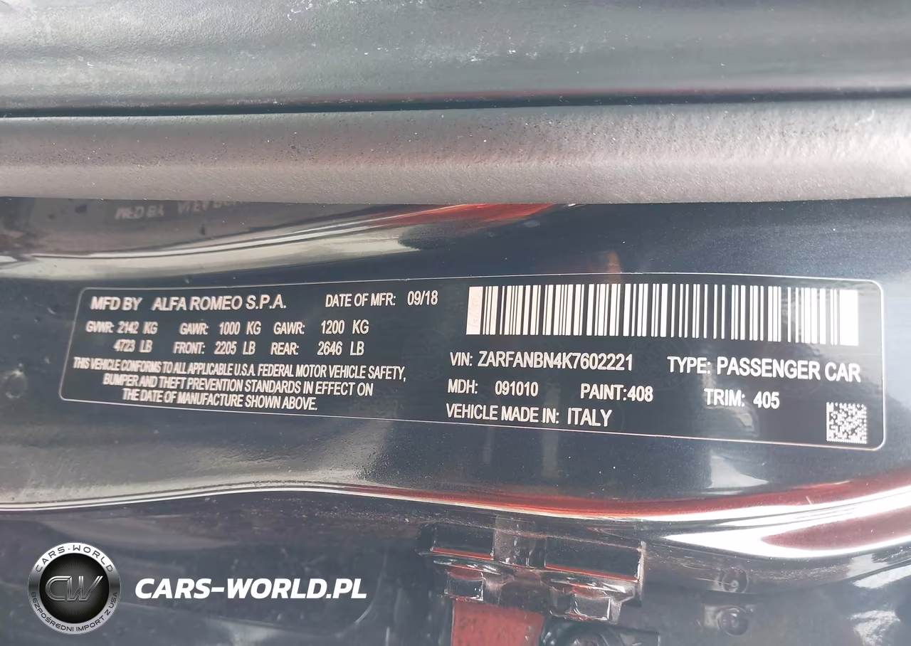 2019 Alfa Romeo Giulia Ti Sport Awd VIN:ZARFANBN4K7602221 - 9