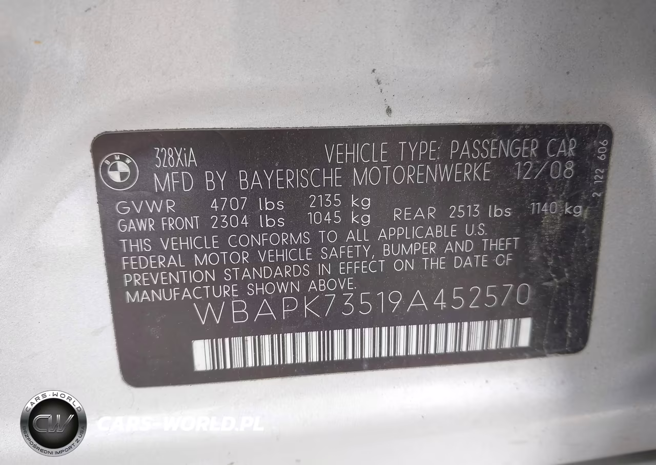 2009 BMW 328I xDrive VIN:WBAPK73519A452570 - 9