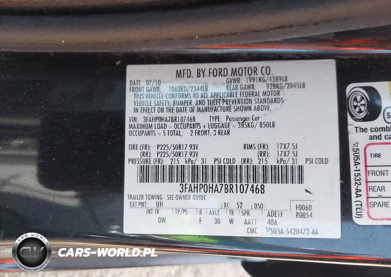 2011 Ford Fusion Se VIN:3FAHP0HA7BR107468 - 9