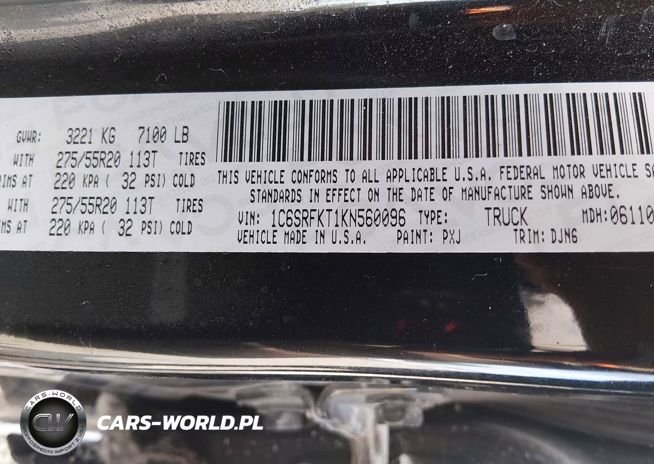 2019 Ram 1500 VIN:1C6SRFKT1KN560096 - 9