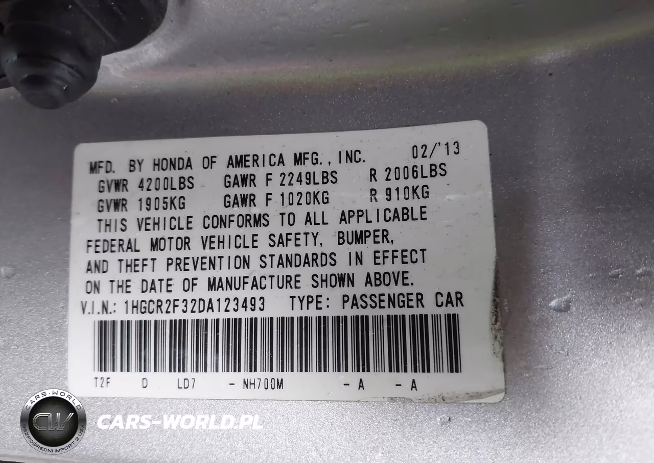 2013 Honda Accord Lx VIN:1HGCR2F32DA123493 - 9