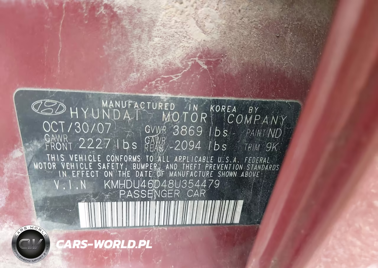 2008 Hyundai Elantra Gls-Se VIN:KMHDU46D48U354479 - 9