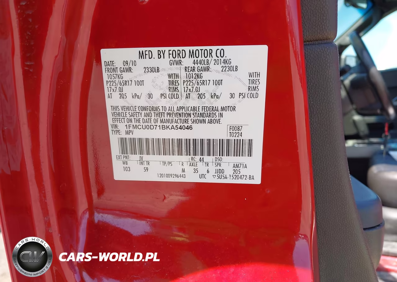 2011 Ford Escape Xlt VIN:1FMCU0D71BKA54046 - 9